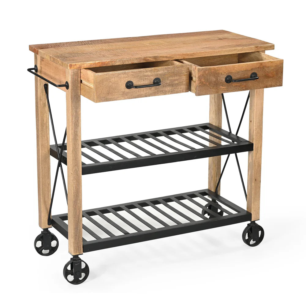 MEDGAR  RECYCLED BUTLERS TROLLEY ON WHEELS - MyChocolateWood