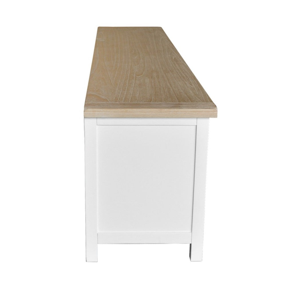 CHRISTA HAMPTON SOLID ACACIA LARGE 4-DOOR 2 NICHE TV UNIT LIGHT OAK TOP/WHITE BASE 210CM - MyChocolateWood
