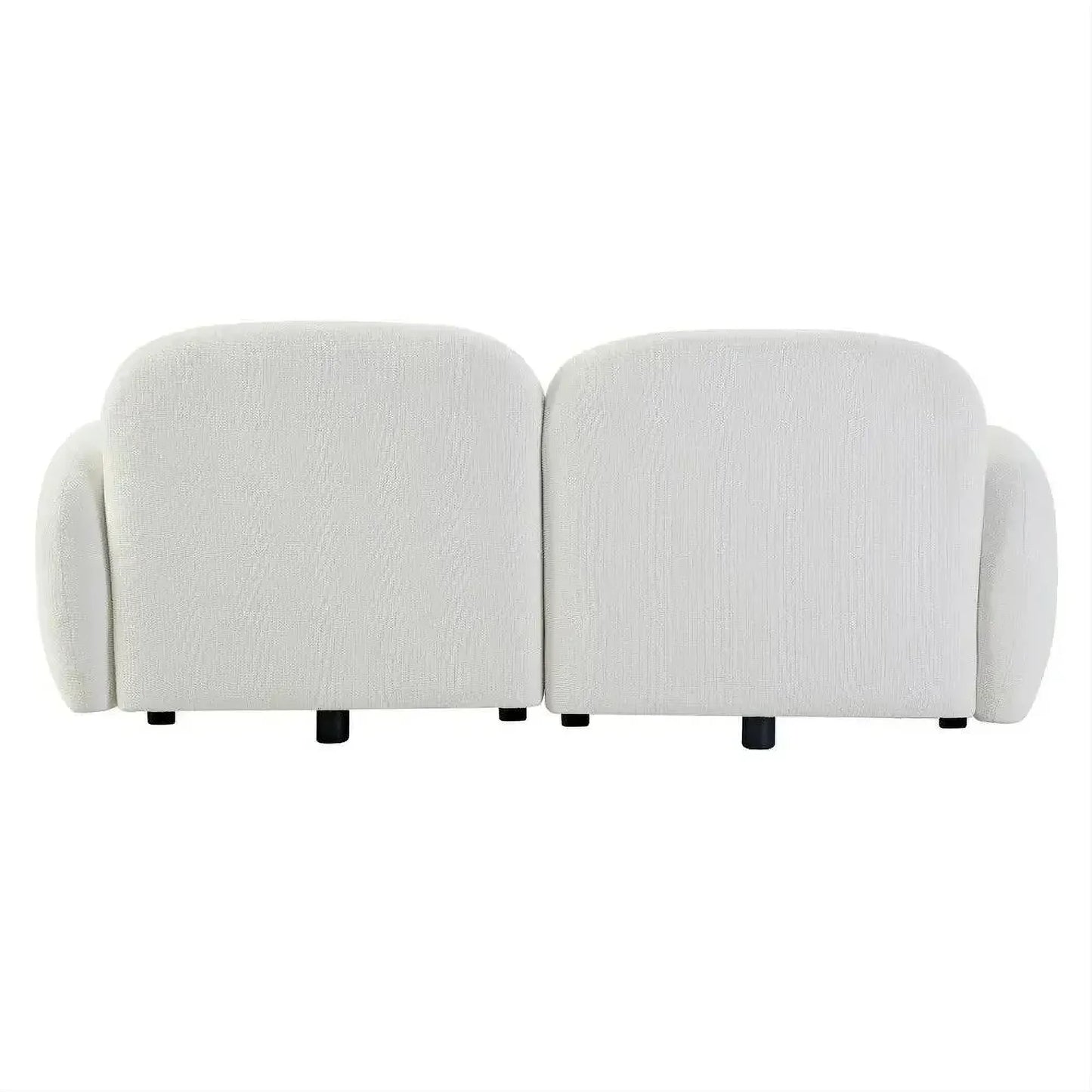 Lorelei 2-Seater Modular Chenille Sofa in White - Chocolate Wood