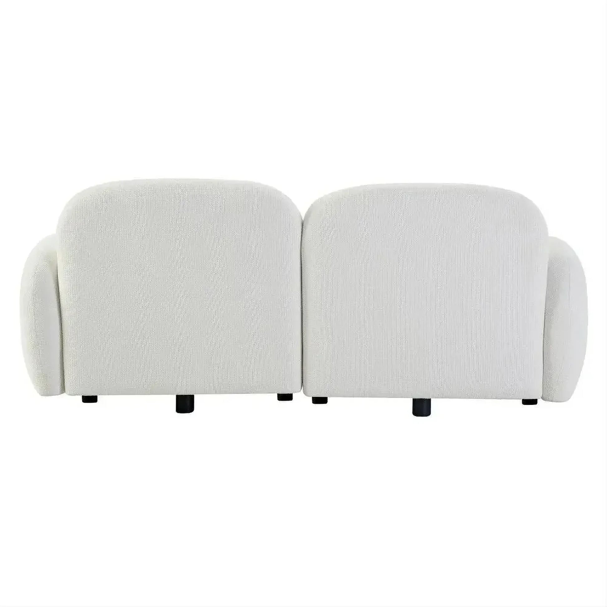 Lorelei 2-Seater Modular Chenille Sofa in White - Chocolate Wood