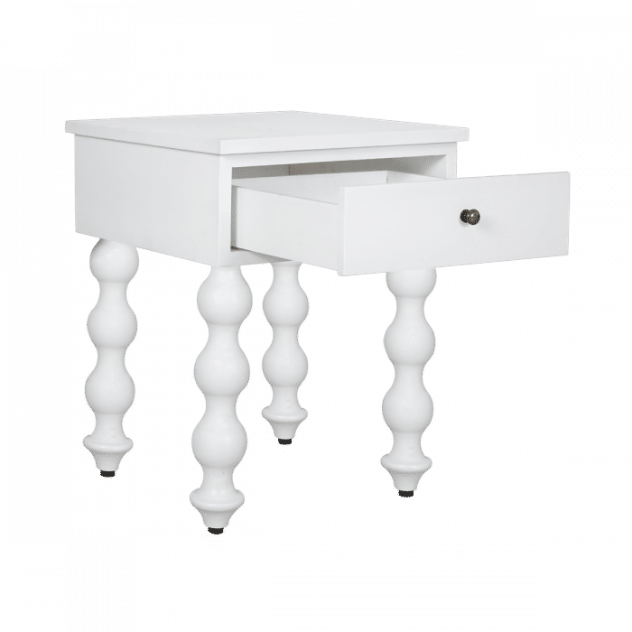 CAROLYN MINDI WOOD 1-DRAWER BEDSIDE TABLE WHITE - MyChocolateWood