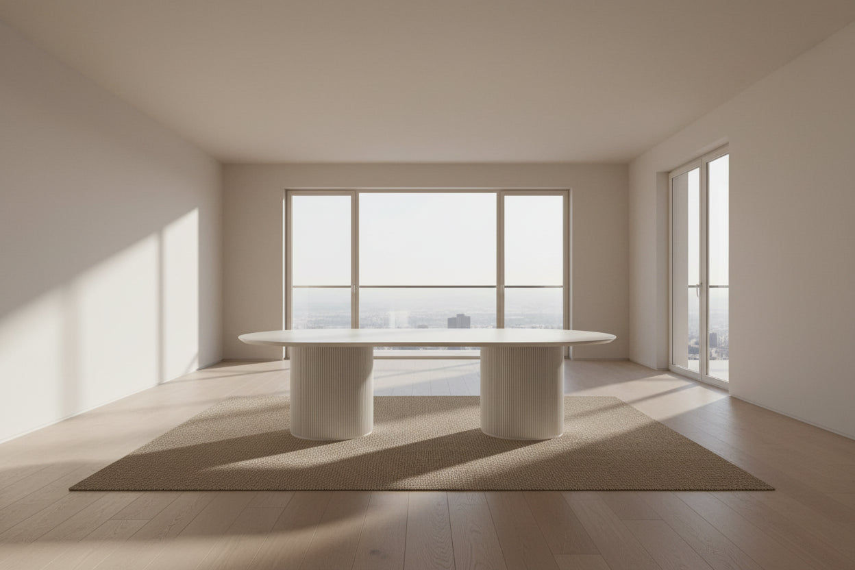 BELGRAVIA OVAL DINING TABLE 240CM WHITE - MyChocolateWood