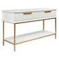 MORETTI 2-DRAWER CONSOLE TABLE/HALL TABLE SATIN WHITE  & GOLD SMALL - MyChocolateWood