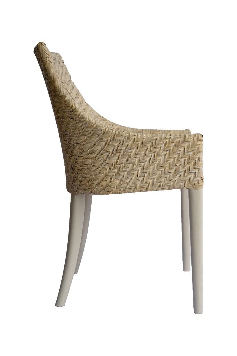 LAMAR RATTAN ARMCHAIR ACCENT CHAIR/ LOUNGE CHAIR WHITEWASH/IVORY LEGS - MyChocolateWood