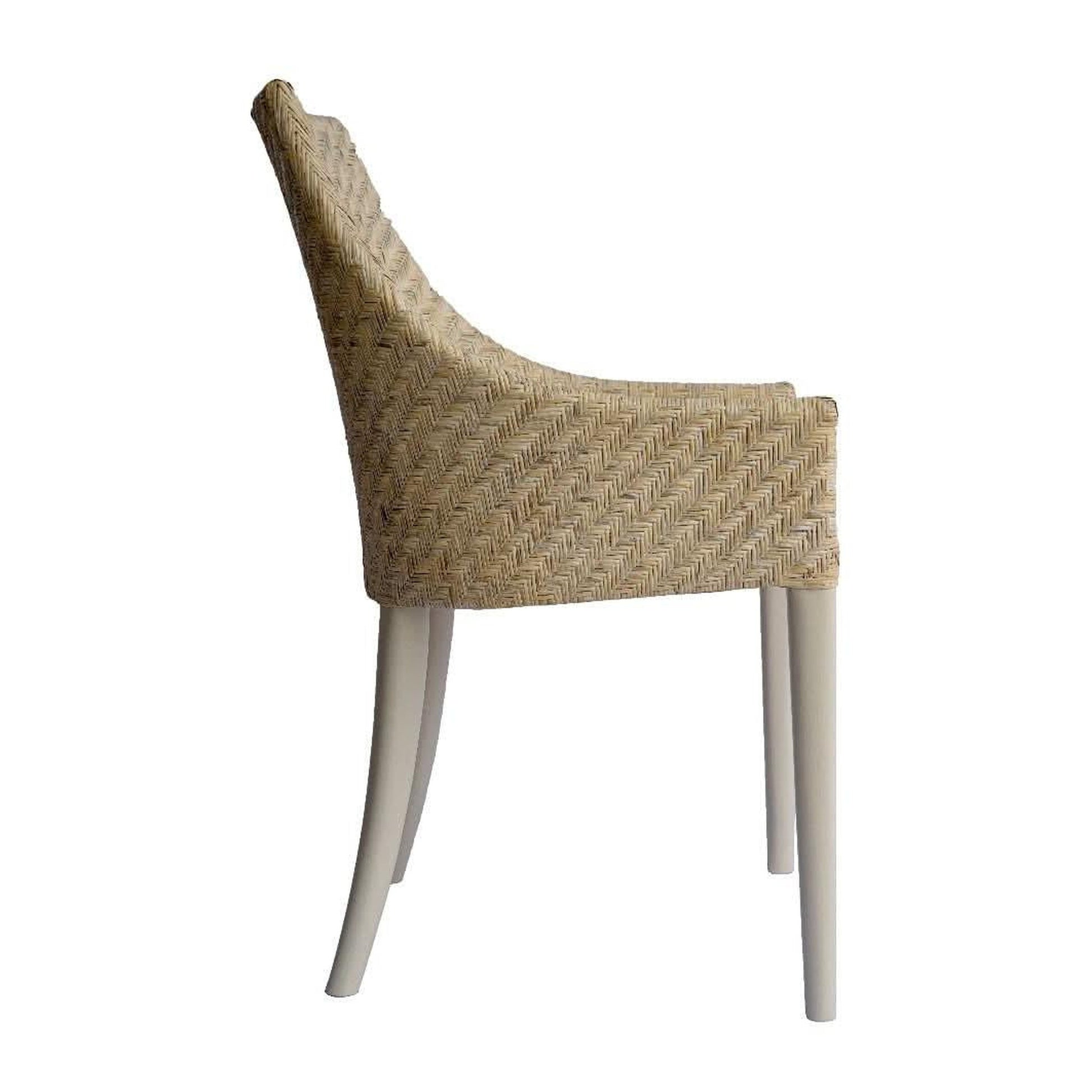 Lamar Rattan Armchair in Whitewash - Chocolate Wood