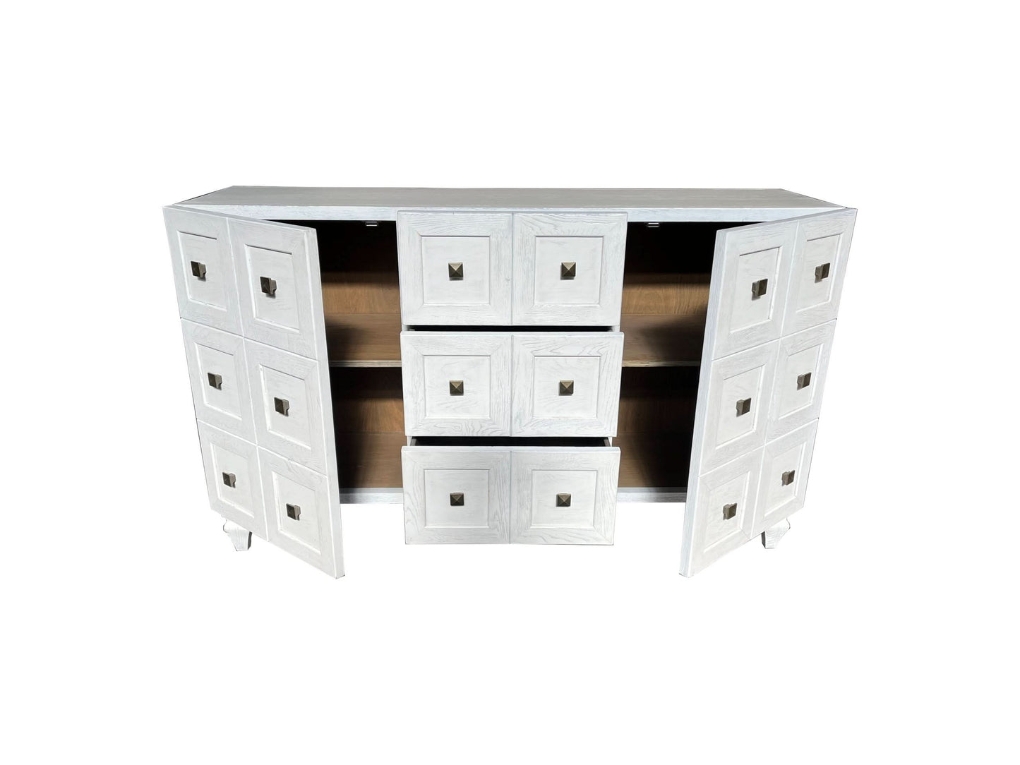 CHIKO VINTAGE STYLE 2-DOOR 3-DRAWER SIDEBOARD/BUFFET WHITE - MyChocolateWood