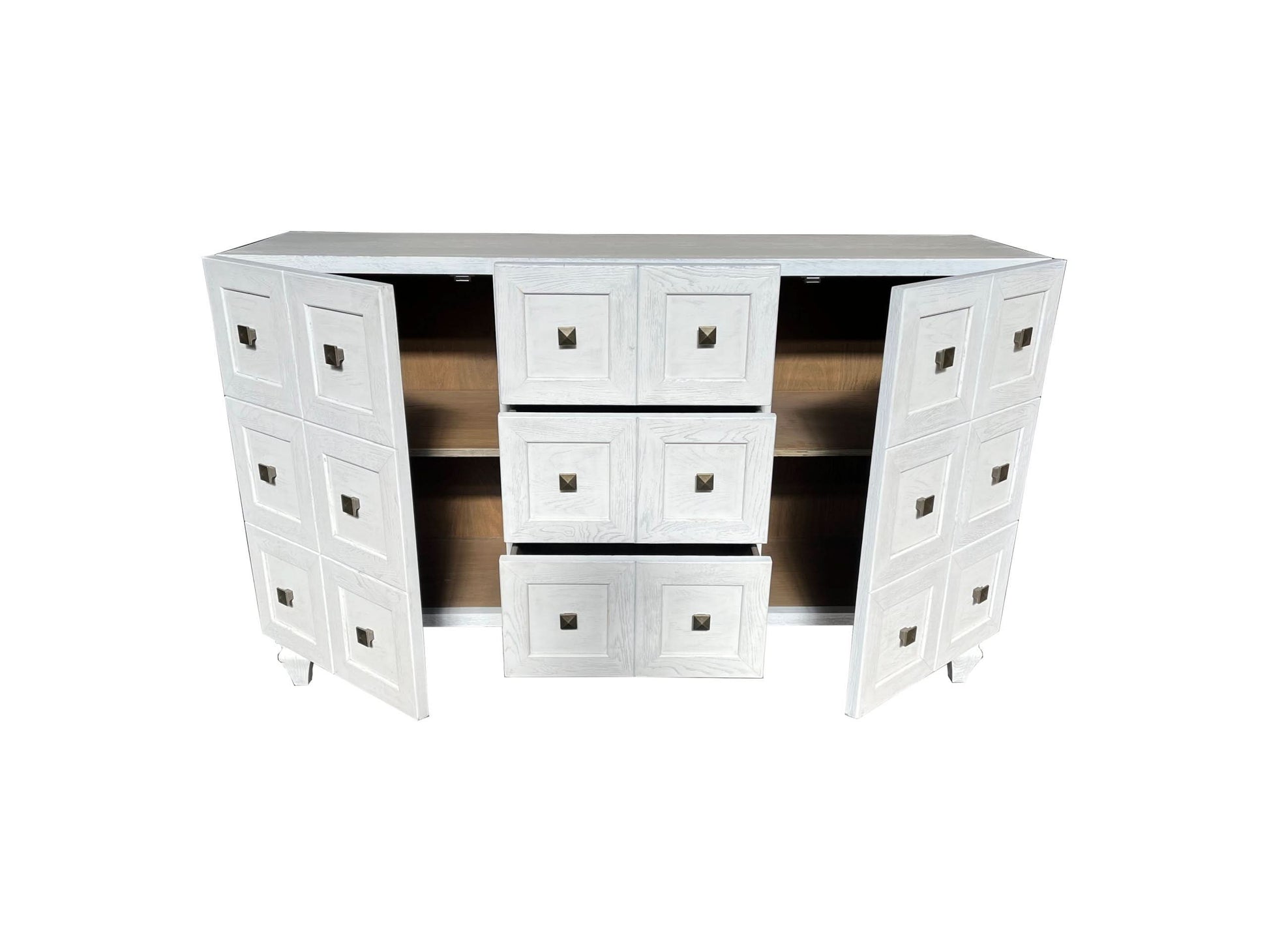 CHIKO VINTAGE STYLE 2-DOOR 3-DRAWER SIDEBOARD/BUFFET WHITE - MyChocolateWood