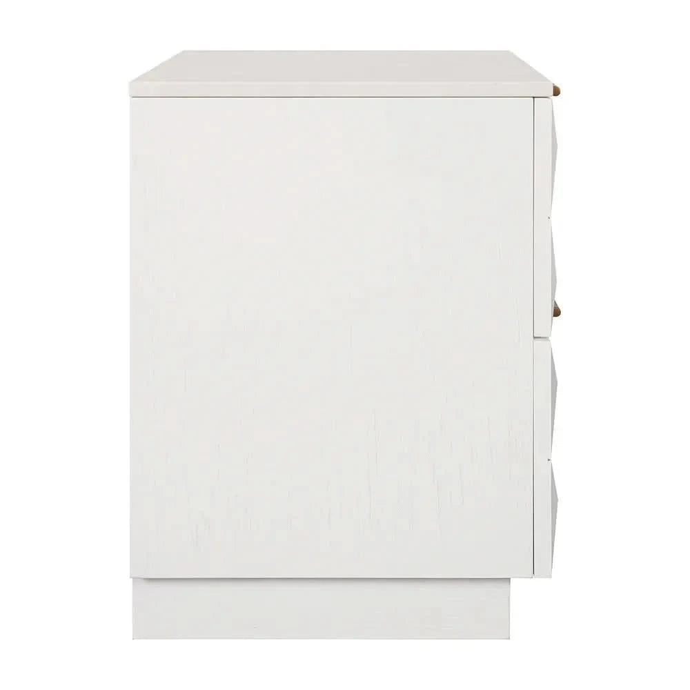 HAMPSHIRE WHITE MARBLE/WHITE OAK 2-DRAWER BEDSIDE TABLE - MyChocolateWood