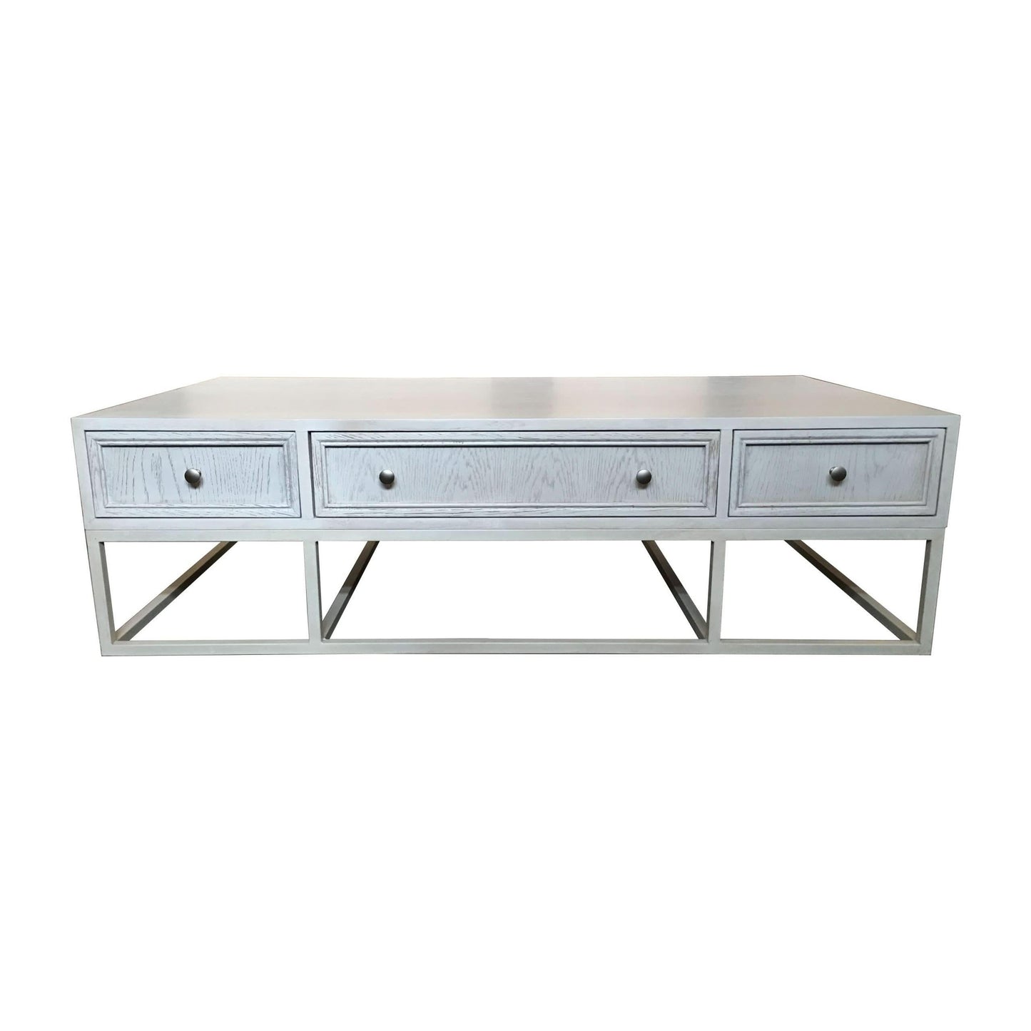 Dimanta Designer 6-Drawer Coffee Table in White - Chocolate Wood