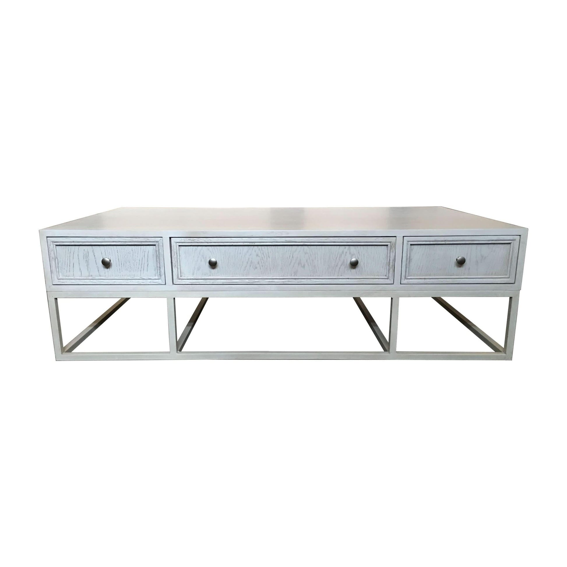 Dimanta Designer 6-Drawer Coffee Table in White - Chocolate Wood