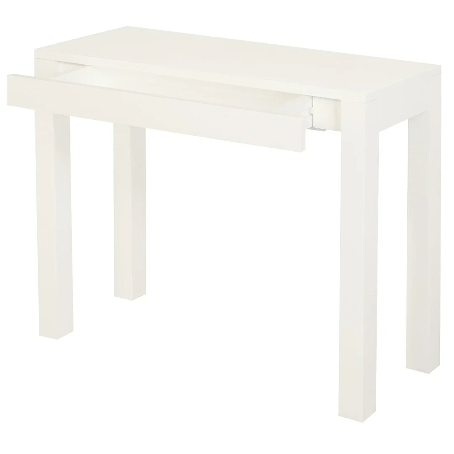 Tanaka Solid Mahogany Console Table with 2 Hidden Drawers in White open