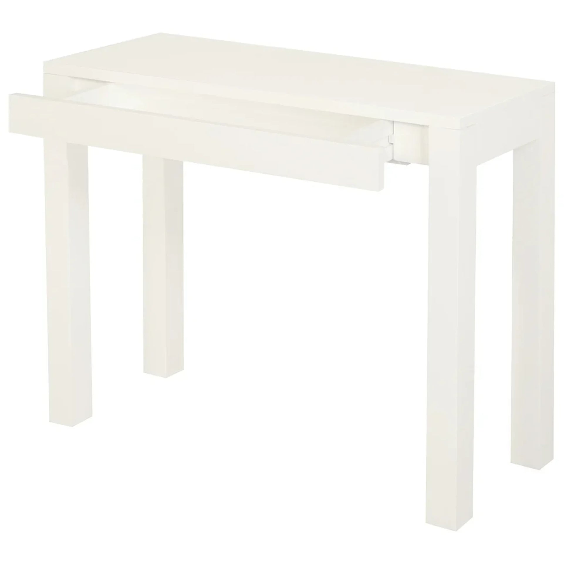 Tanaka Solid Mahogany Console Table with 2 Hidden Drawers in White open