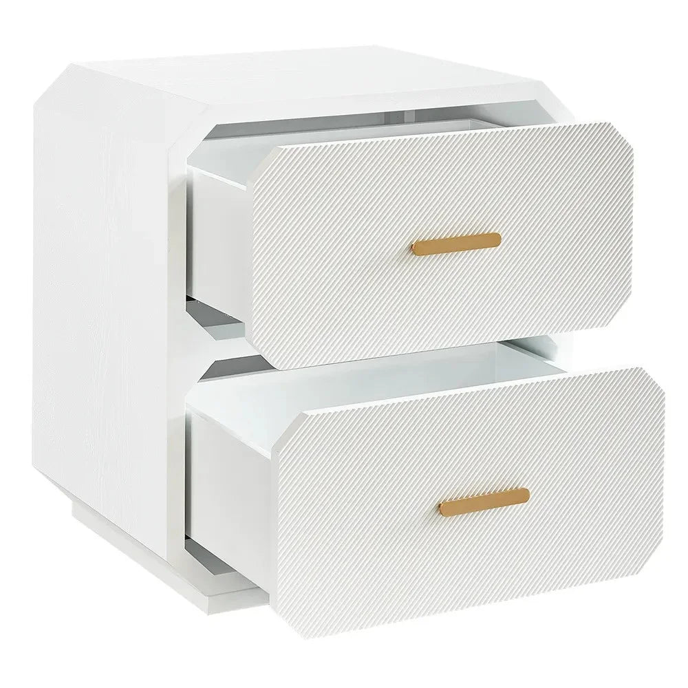 DELGARDO HAMPTON STYLE 2-DRAWER BEDSIDE TABLE WHITE - MyChocolateWood