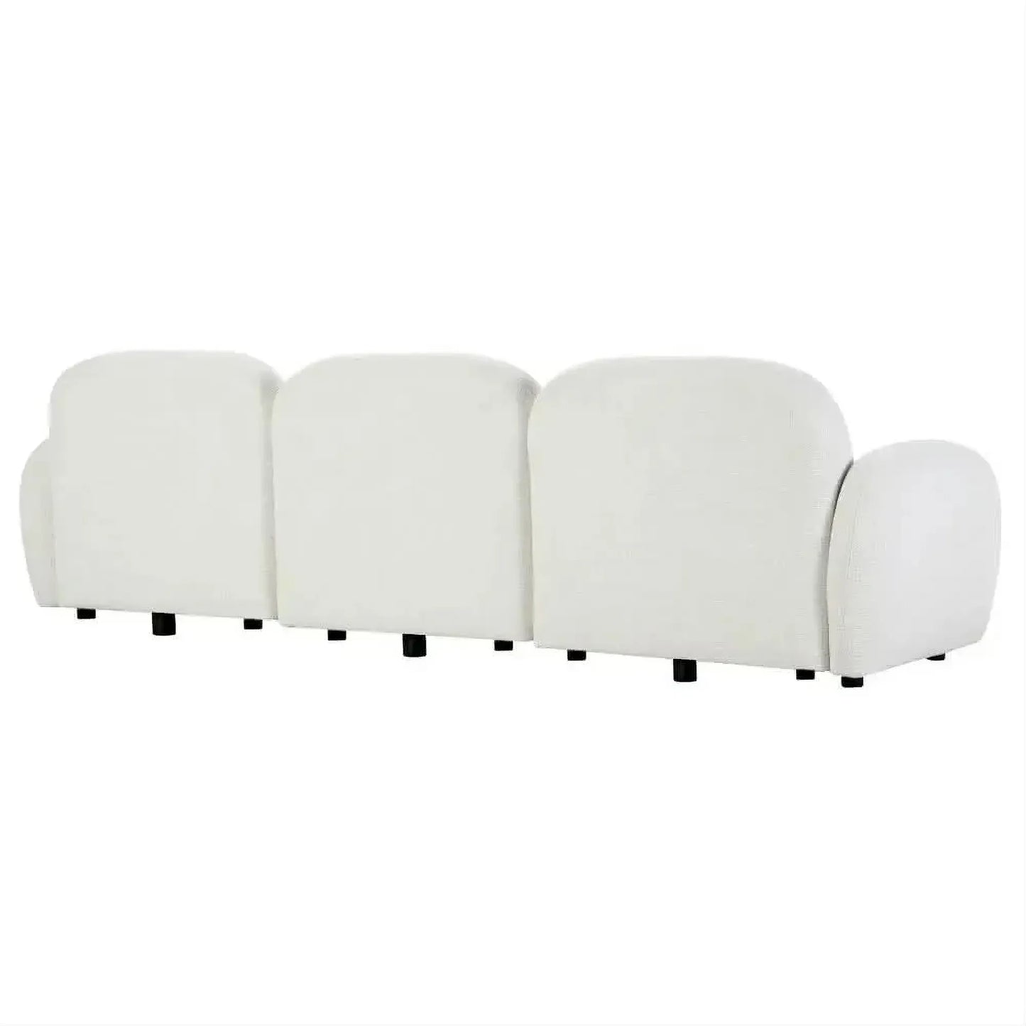 Lorelei 3-Seater Modular Chenille Sofa in White - Chocolate Wood