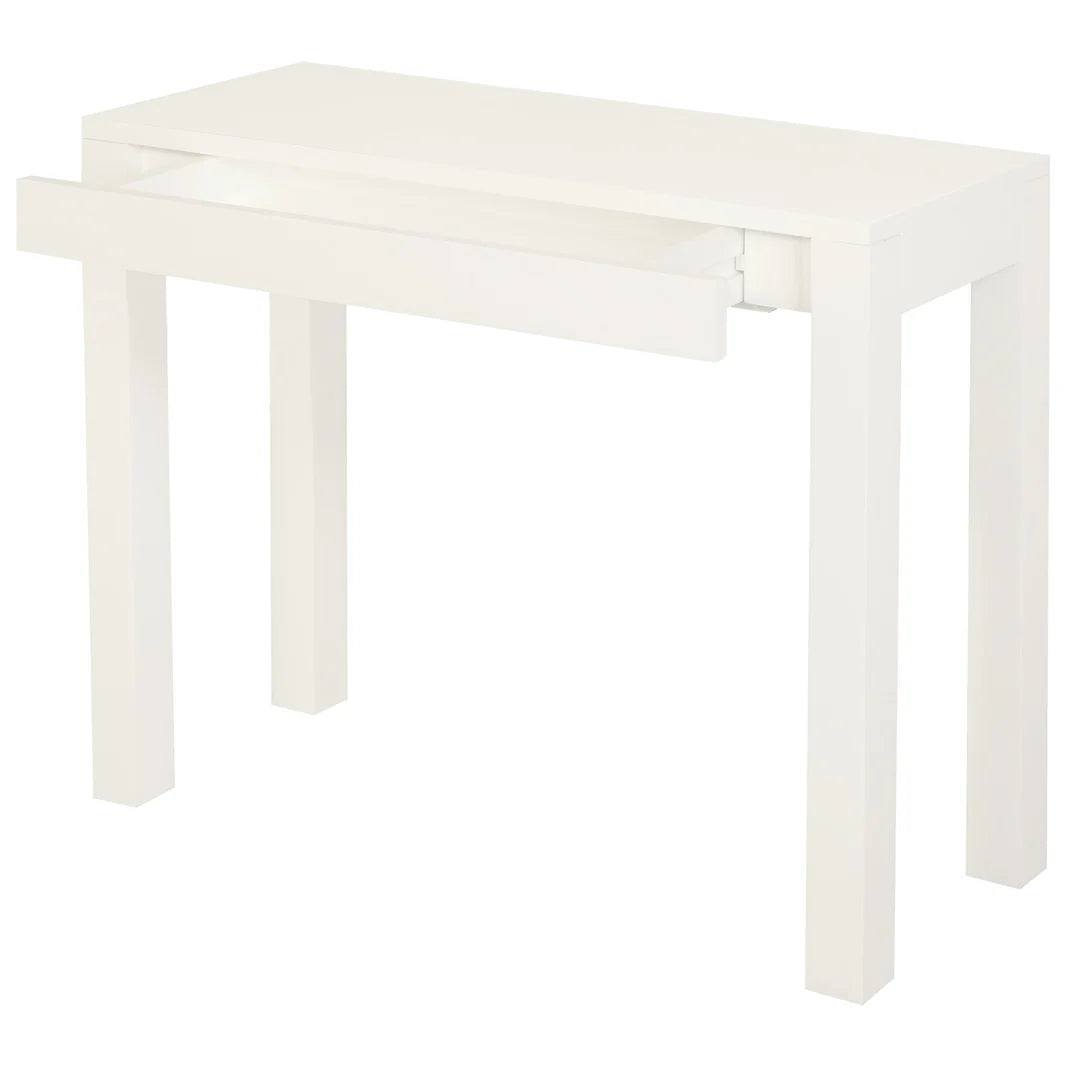 TANAKA SOLID MAHOGANY TIMBER CONSOLE TABLE/ HALL TABLE WITH 2 HIDDEN DRAWERS IN WHITE - MyChocolateWood
