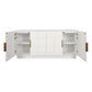 HAMPSHIRE WHITE MARBLE/ WHITE OAK 4-DOOR BUFFET/SIDEBOARD - MyChocolateWood