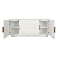 HAMPSHIRE WHITE MARBLE/ WHITE OAK 4-DOOR BUFFET/SIDEBOARD - MyChocolateWood