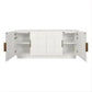 Hampshire 4-Door Buffet in White Oak with White Marble Top - Chocolate Wood