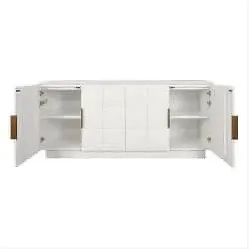 Hampshire 4-Door Buffet in White Oak with White Marble Top - Chocolate Wood