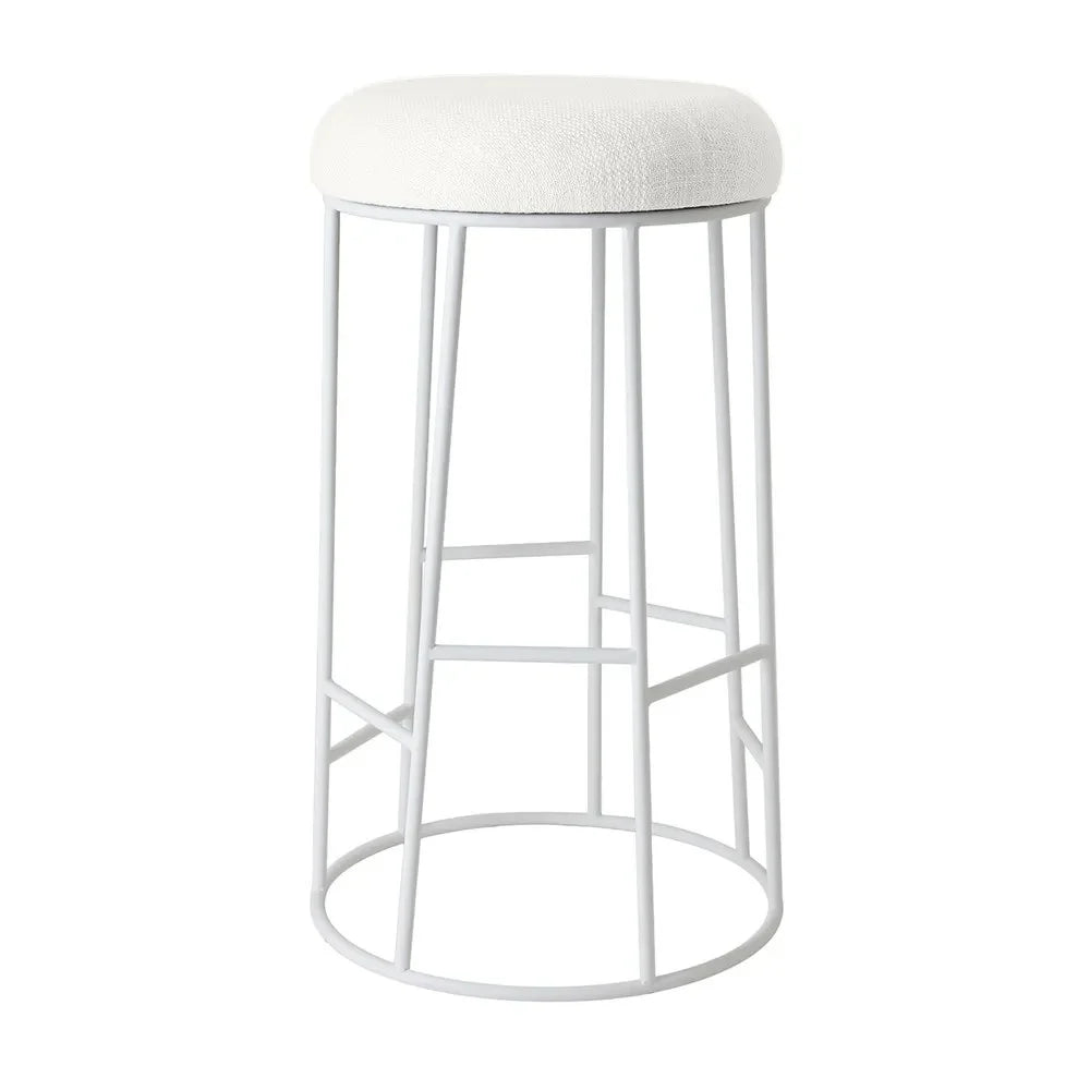 JACE WHITE STEEL BAR STOOL - WHITE LINEN - MyChocolateWood