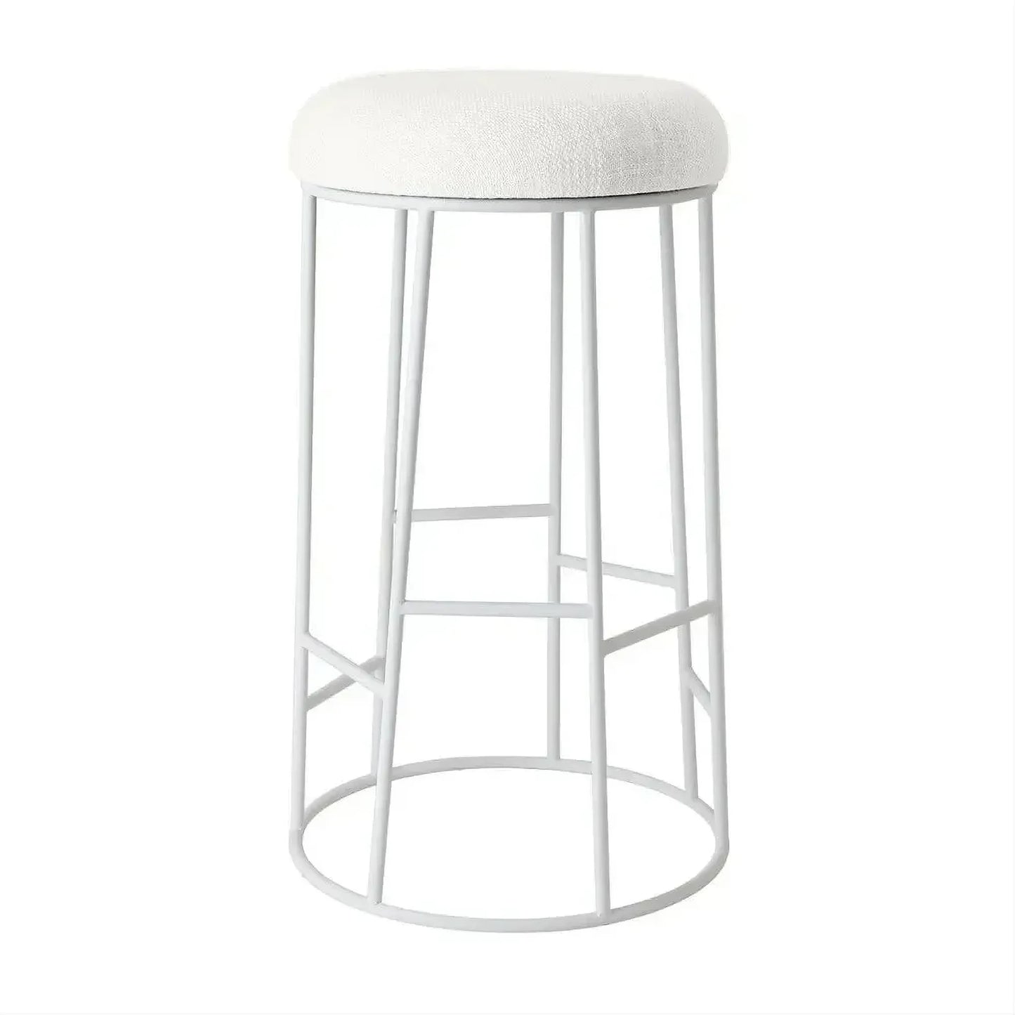 Jace White Steel Bar Stool with White Linen - Chocolate Wood