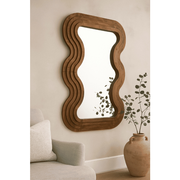 SHIMMY OVAL MIRROR NATURAL MINDI WOOD FRAME - MyChocolateWood