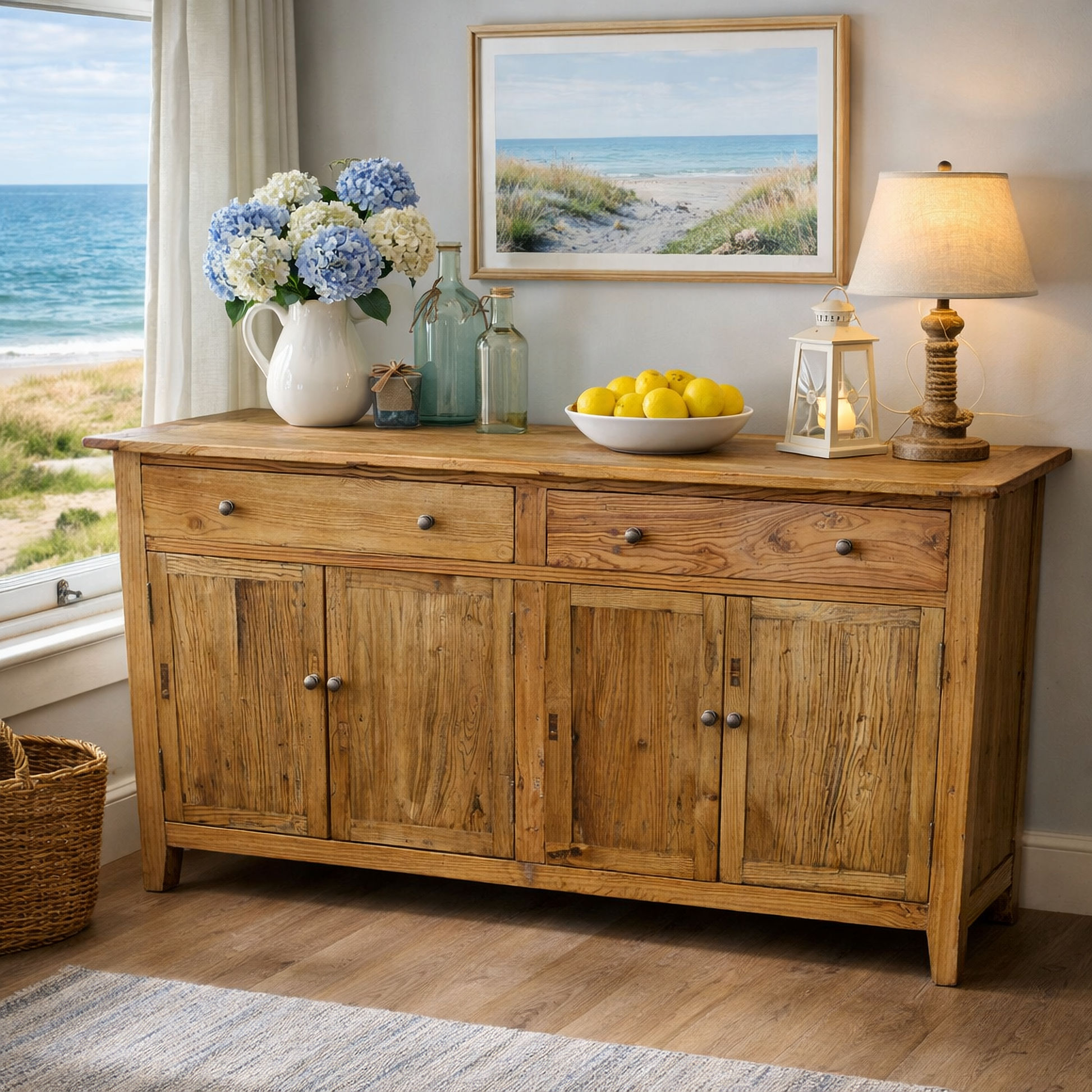 Lindi Recycled Elm Rustic Country Buffet / Sideboard 180cm in Honey - Chocolate Wood