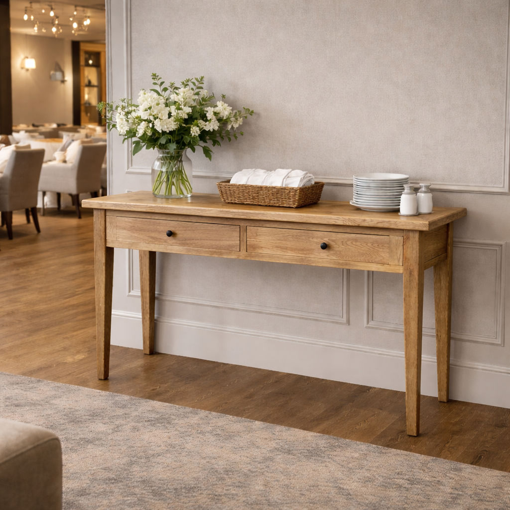 DUTCHY FRENCH PROVINCIAL HALL TABLE/CONSOLE TABLE 2 DRAWERS WITH PARQUETRY PATTERN 180 CM (Copy) (Copy) - MyChocolateWood