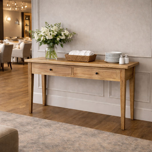 DUTCHY FRENCH PROVINCIAL HALL TABLE/CONSOLE TABLE 2 DRAWERS WITH PARQUETRY PATTERN 180 CM (Copy) (Copy) - MyChocolateWood