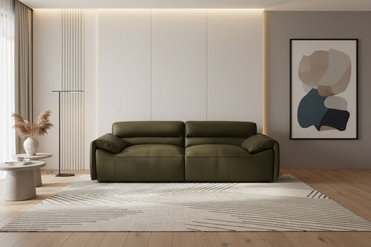 SPARKLER LEATHER 2-SEATER LEATHER SOFA OLIVE - MyChocolateWood
