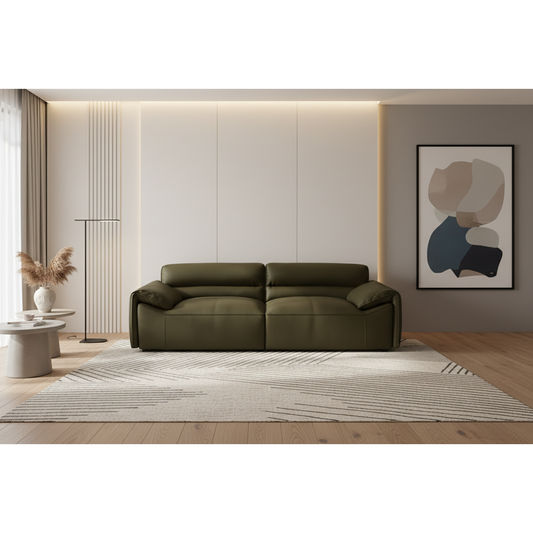 SPARKLER LEATHER 2-SEATER LEATHER SOFA OLIVE - MyChocolateWood