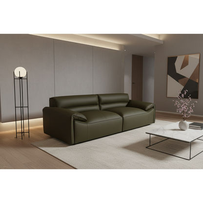 SPARKLER LEATHER 2-SEATER LEATHER SOFA OLIVE - MyChocolateWood