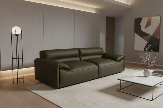 SPARKLER LEATHER 2-SEATER LEATHER SOFA OLIVE - MyChocolateWood