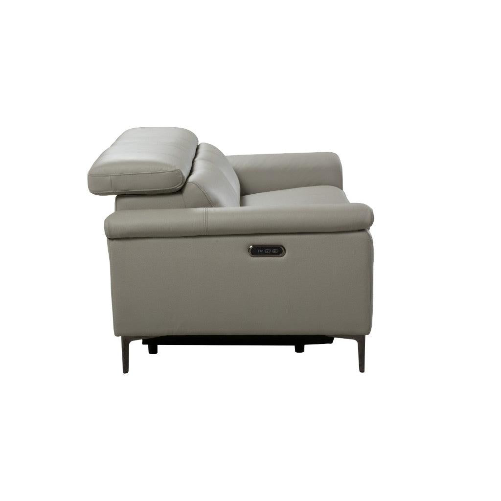 BRITTAS LEATHER 2-SEATER ELECTRIC RECLINER SOFA - GREY - MyChocolateWood