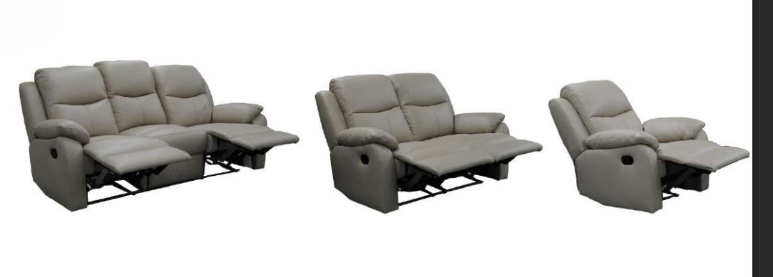 LANCY PREMIUM LEATHER 2 SEATER RECLINER SOFA + 2-SINGLE MANUAL RECLINER  ARMCHAIRS WHEAT - MyChocolateWood