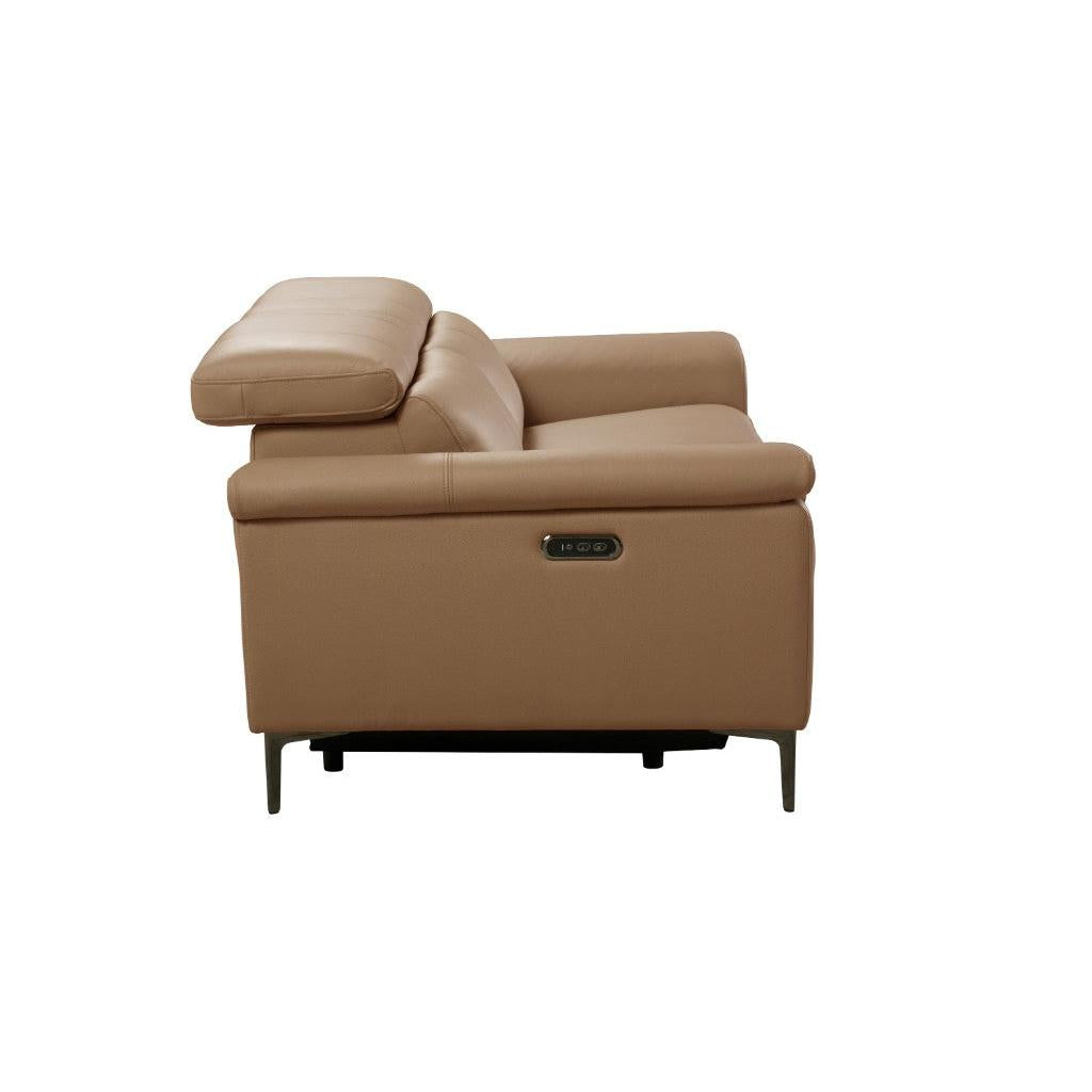 BRITTAS LEATHER 2-SEATER ELECTRIC RECLINER SOFA - MOCHA - MyChocolateWood