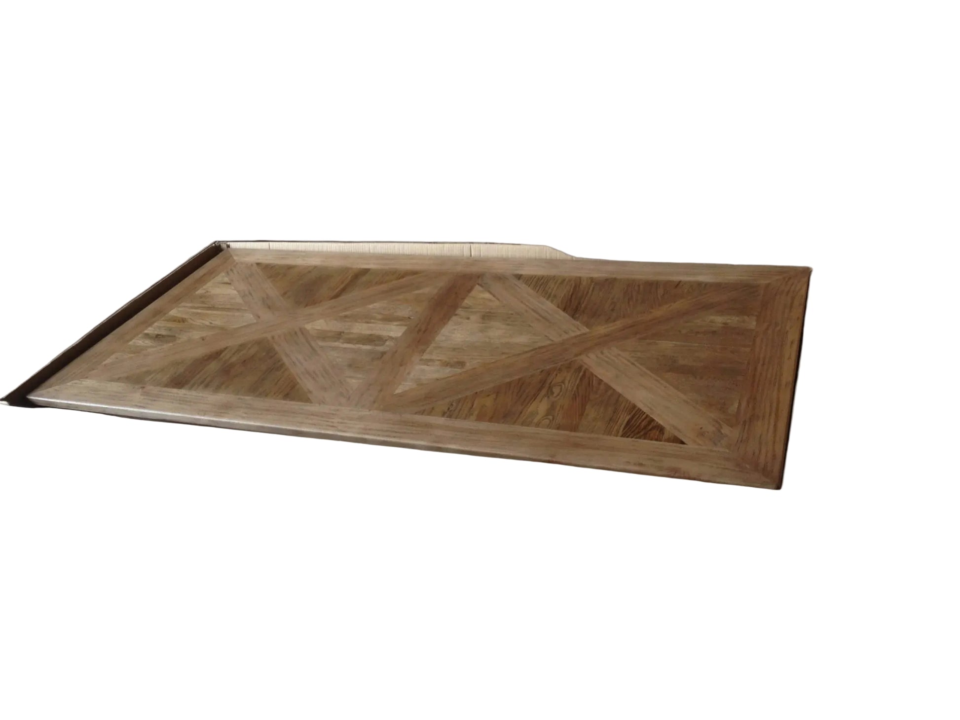 LENNON RUSTIC PROVINCIAL RECYCLED ELM PARQUETRY TOPS 3 PIECE BENCH DINING SET 220 CM - MyChocolateWood