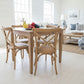 TARA SOLID OAK SQUARE DINING TABLE (90 X 90) NATURAL + 4 MELROSE SOLID OAK CROSSBACK CHAIRS NATURAL - MyChocolateWood