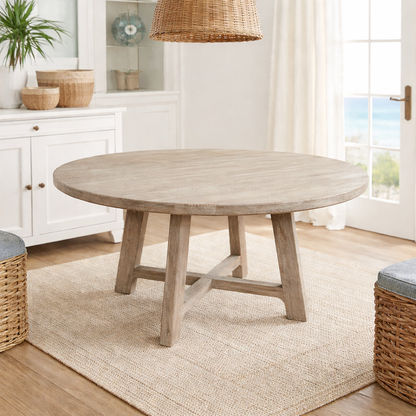 NEVANA  RECYCLED ELM TIMBER ROUND DINING TABLE 150CM. DIA. - MyChocolateWood