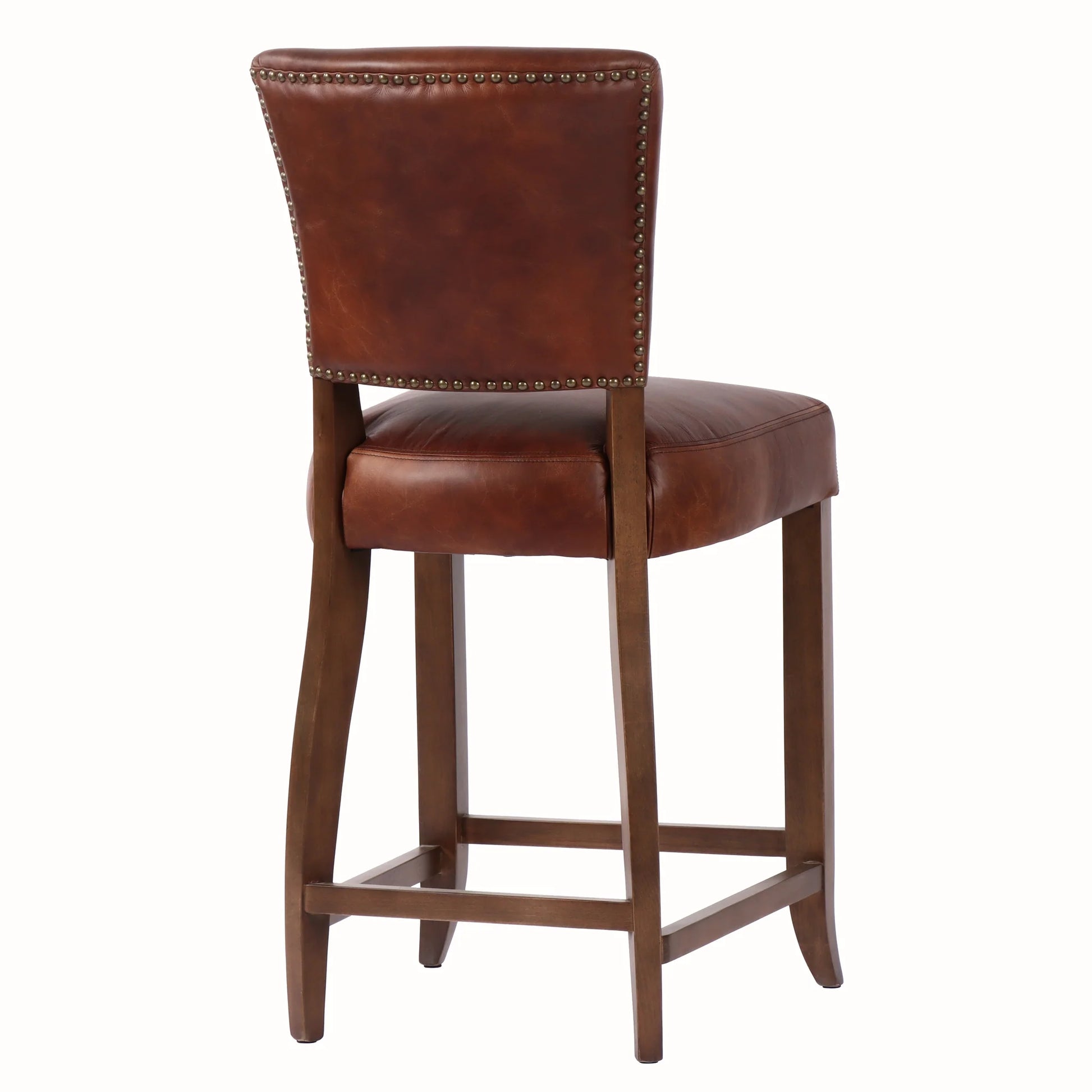 Morang Waxed Leather Counter Stool with Maron Legs