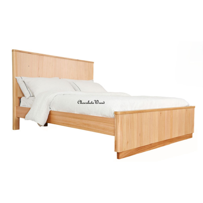 Remy Solid & Veneer Ash Timber King Bed in Natural - Chocolate Wood