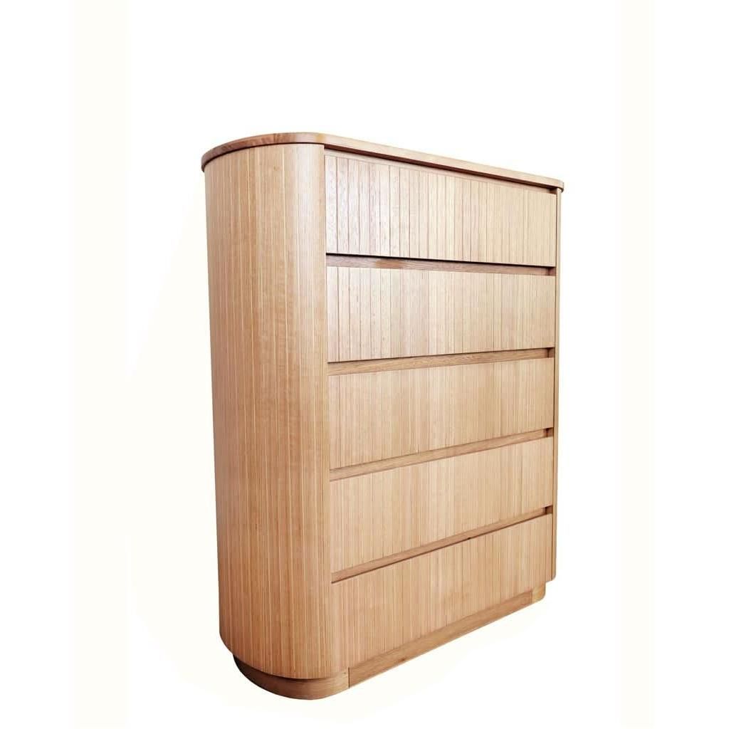 REMY SOLID & VENEER ASH TIMBER 5 DRAWER TALLBOY/5 DRAWER CHEST OF DRAWERS - MyChocolateWood