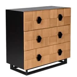 TALISA 3 DRAWER CHEST OF DRAWERS NATURAL & BLACK - MyChocolateWood
