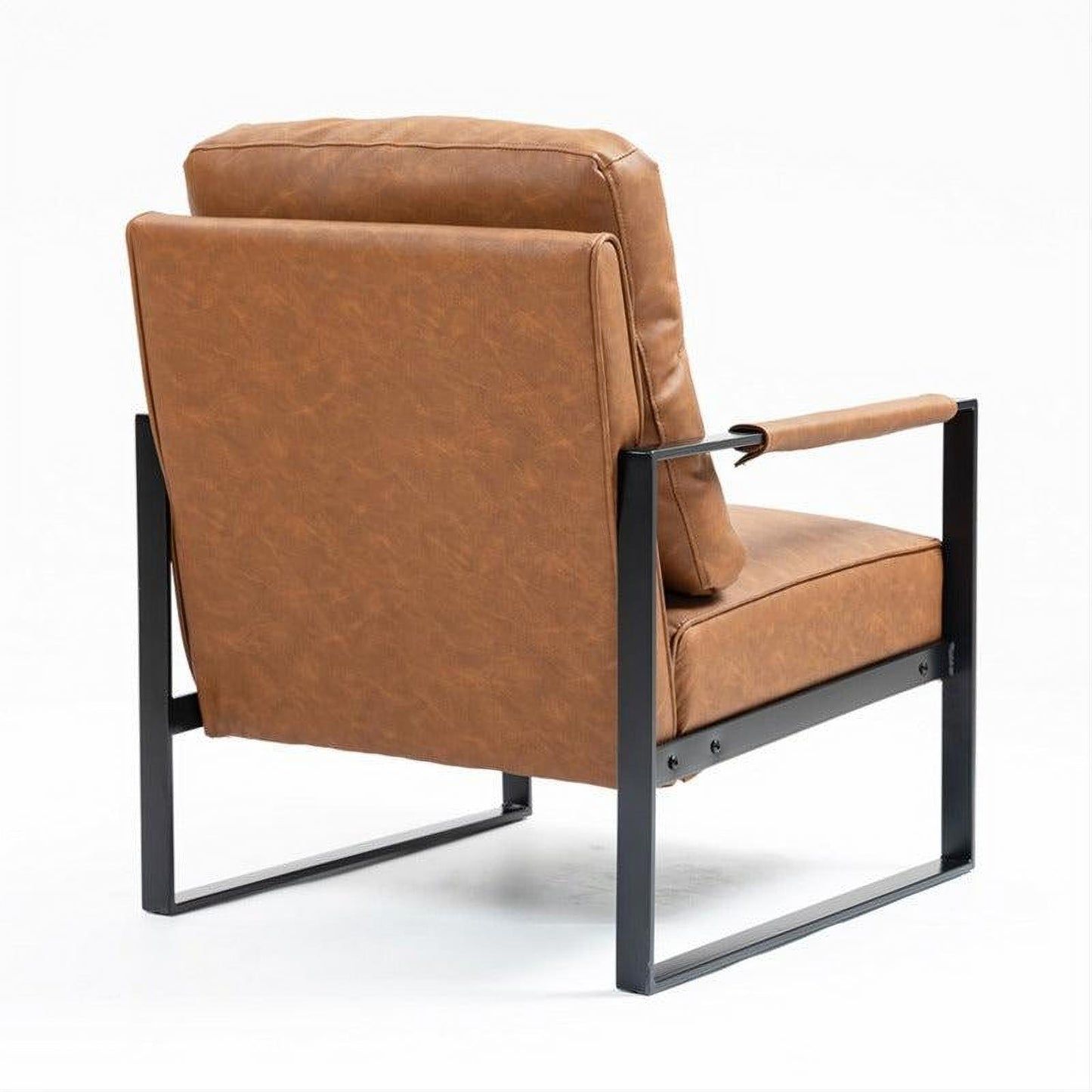 FENNIX ARMCHAIR ACCENT CHAIR - BLACK FRAME/RICH BROWN PU UPHOLSTERY - MyChocolateWood