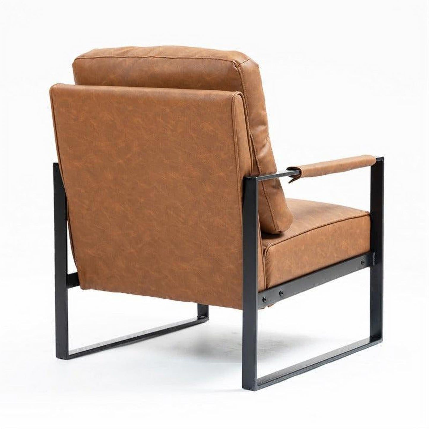 FENNIX ARMCHAIR ACCENT CHAIR - BLACK FRAME/RICH BROWN PU UPHOLSTERY