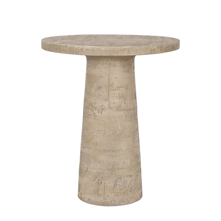 BARDOT ROUND CEMENT SIDE TABLE/LAMP TABLE NATURAL - MyChocolateWood