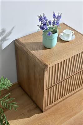 Denby Messmate Timber 2-Drawer Bedside Table Light Smoke