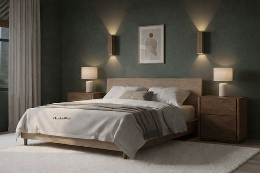 GATSBY WHITE CEDAR (MINDI WOOD) 2 DRAWER BEDSIDE TABLE WALNUT - MyChocolateWood