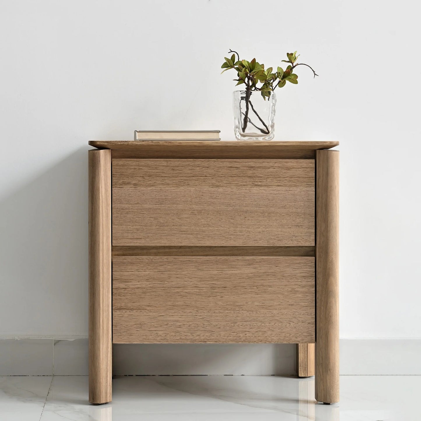Jinetta Solid Messmate Timber  2-Drawer Bedside Table Light Smoke