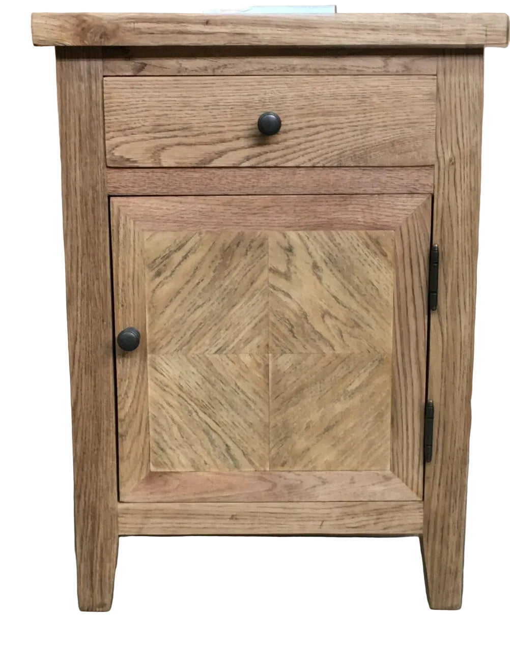SET OF 2 X DUTCHY FRENCH PROVINCIAL STYLE BEDSIDE TABLES 1 DOOR & 1 DRAWER WITH PARQUETRY PATTERN 50 CM - MyChocolateWood